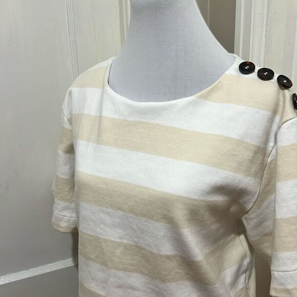 Single Thread Boxy Cropped Heavy Weight Striped Tee womens Medium Nice! - Picture 1 of 6